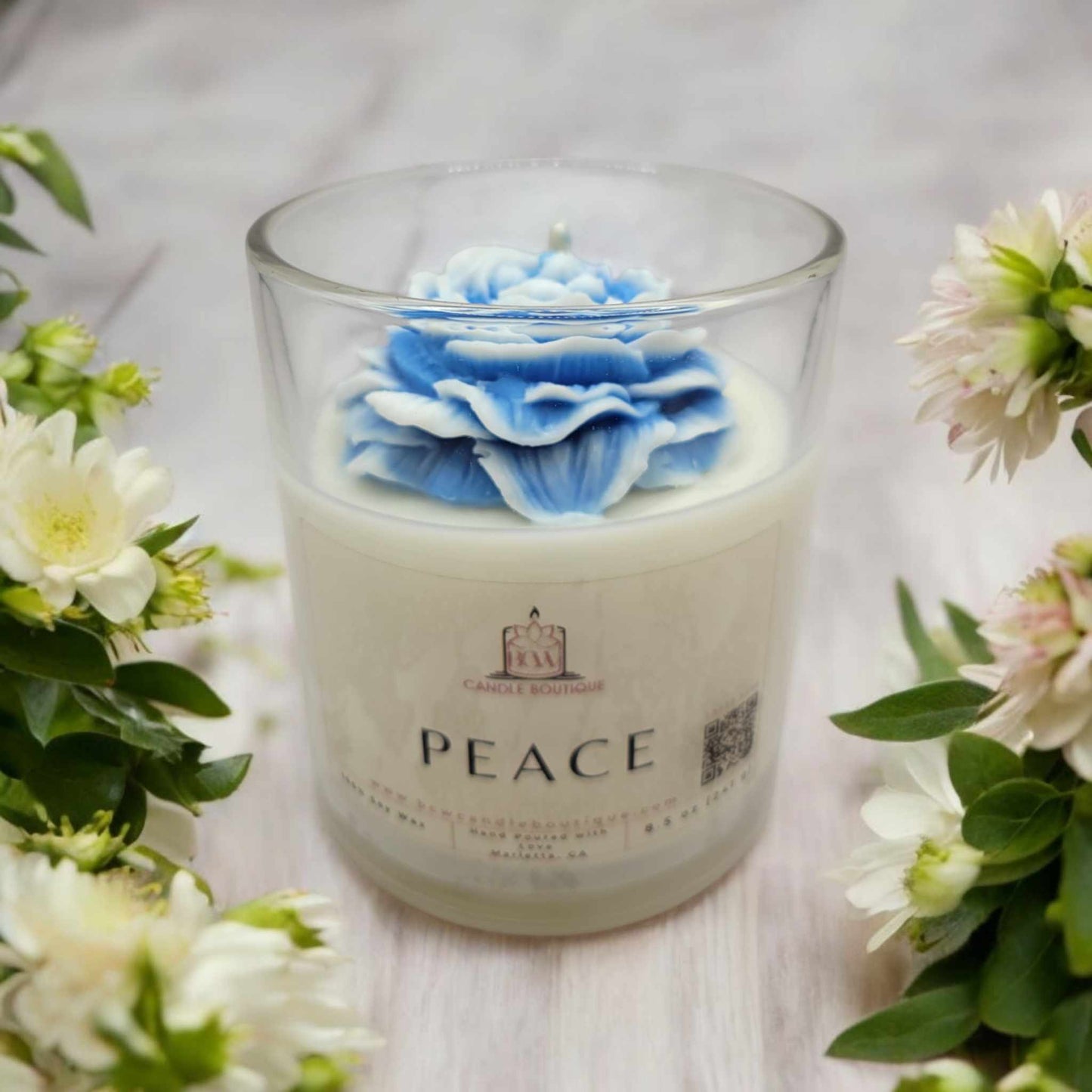 healing candle, prayer candle, luxury candle, flower candle, floral scent candle, nontoxic candle, highly scented, cotton candle wick, cozy candle